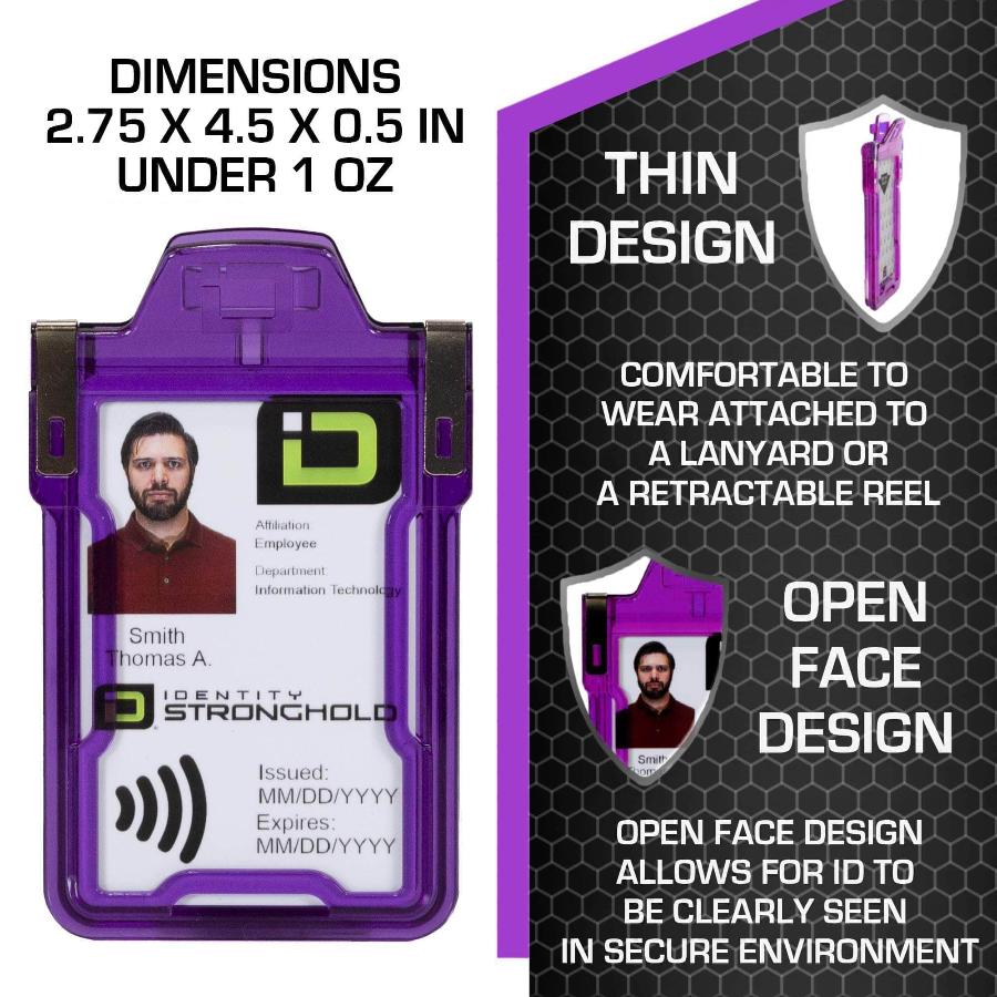 "Squeeze to Read" Secure Badge Holder Classic Vertical 1 ID Card Holder