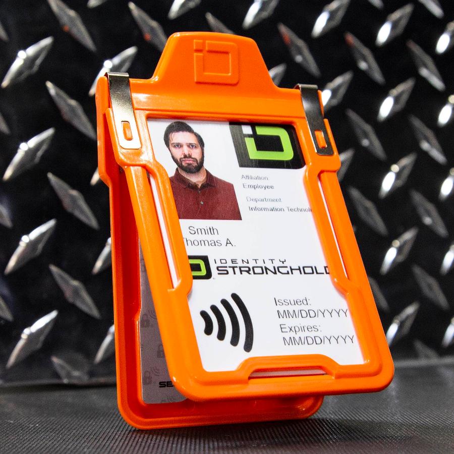 "Squeeze to Read" Secure Badge Holder Classic Vertical 1 ID Card Holder