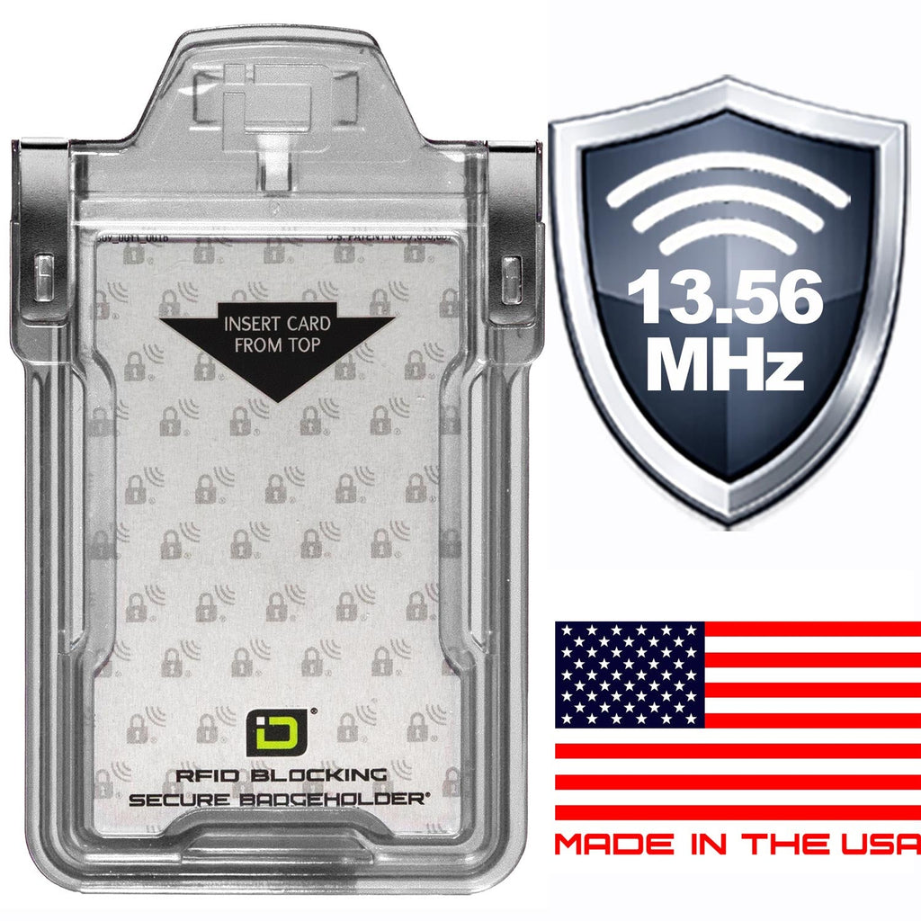 "Squeeze to Read" Secure Badge Holder Classic Vertical 1 ID Card Holder