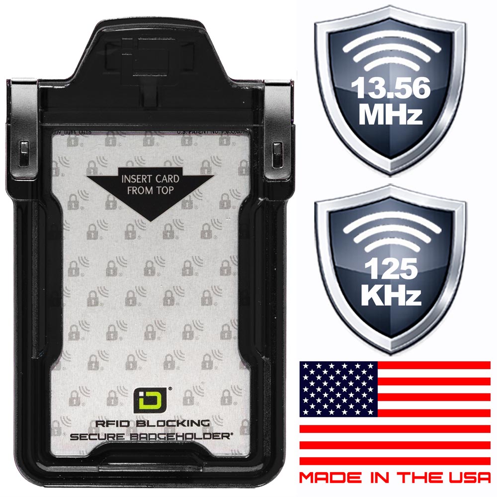 Secure Badge Holder Classic with BloxProx™ - Protects 125Khz HID Prox 1 ID Card Holder